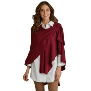 SOFT SURROUNDINGS Merlot Red Jersey Knit Drape Lagenlook Stassi Wrap Shawl O/S